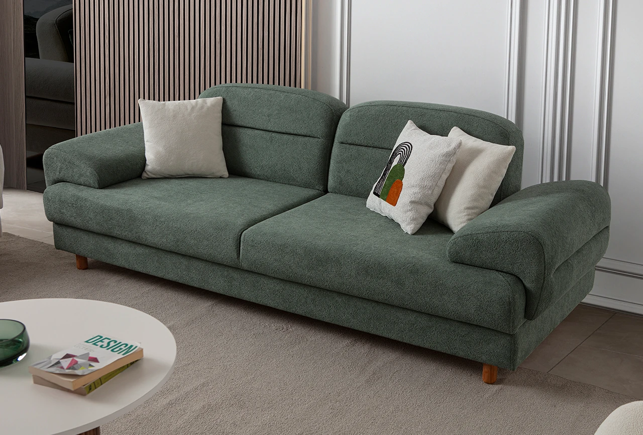 Lizbon Yataklı Sandıklı Koltuk Takımı 3+3+1+1 Yeşil