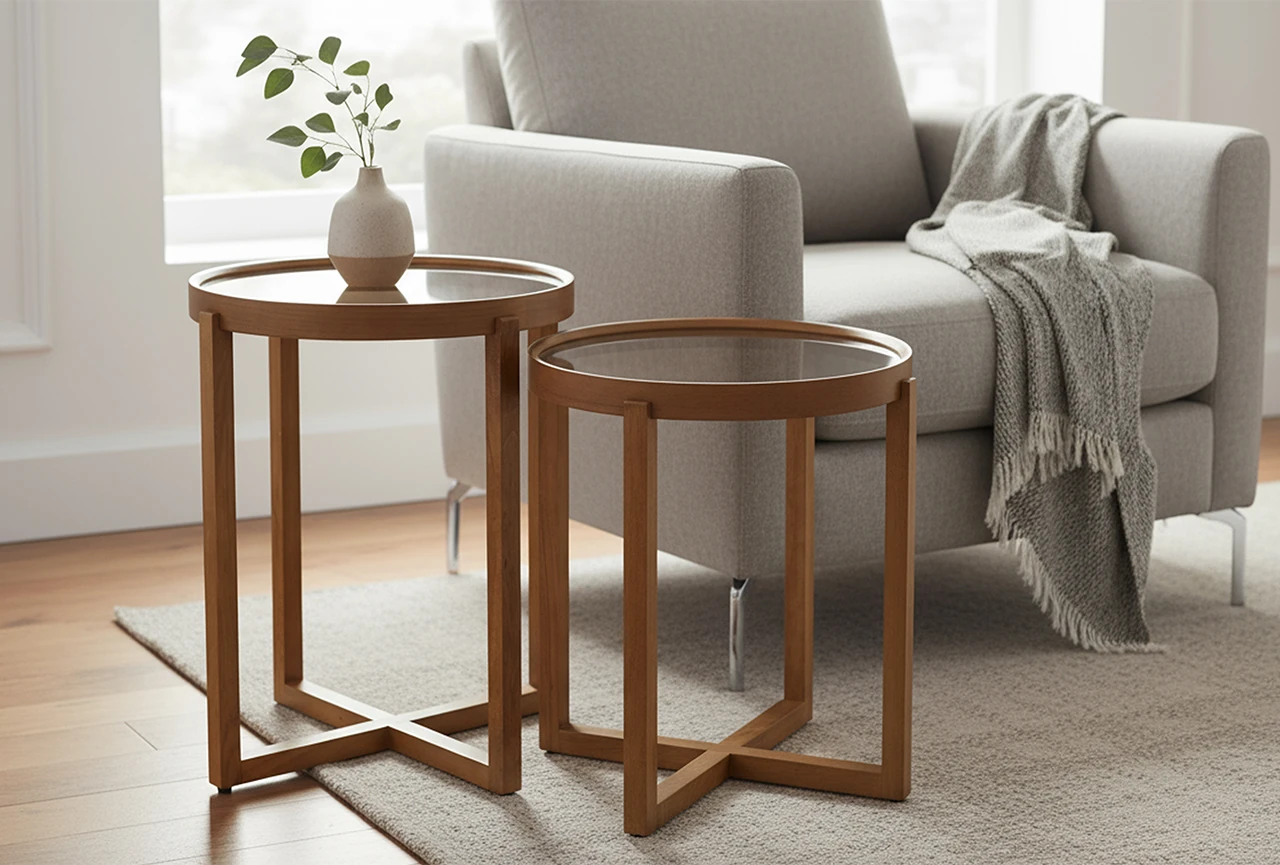 Nil İkili Zigon Sehpa Ceviz