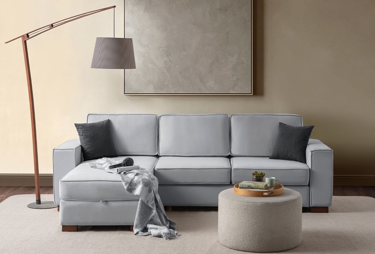 Corner Köşe Koltuk Takımı Sandıklı Gri