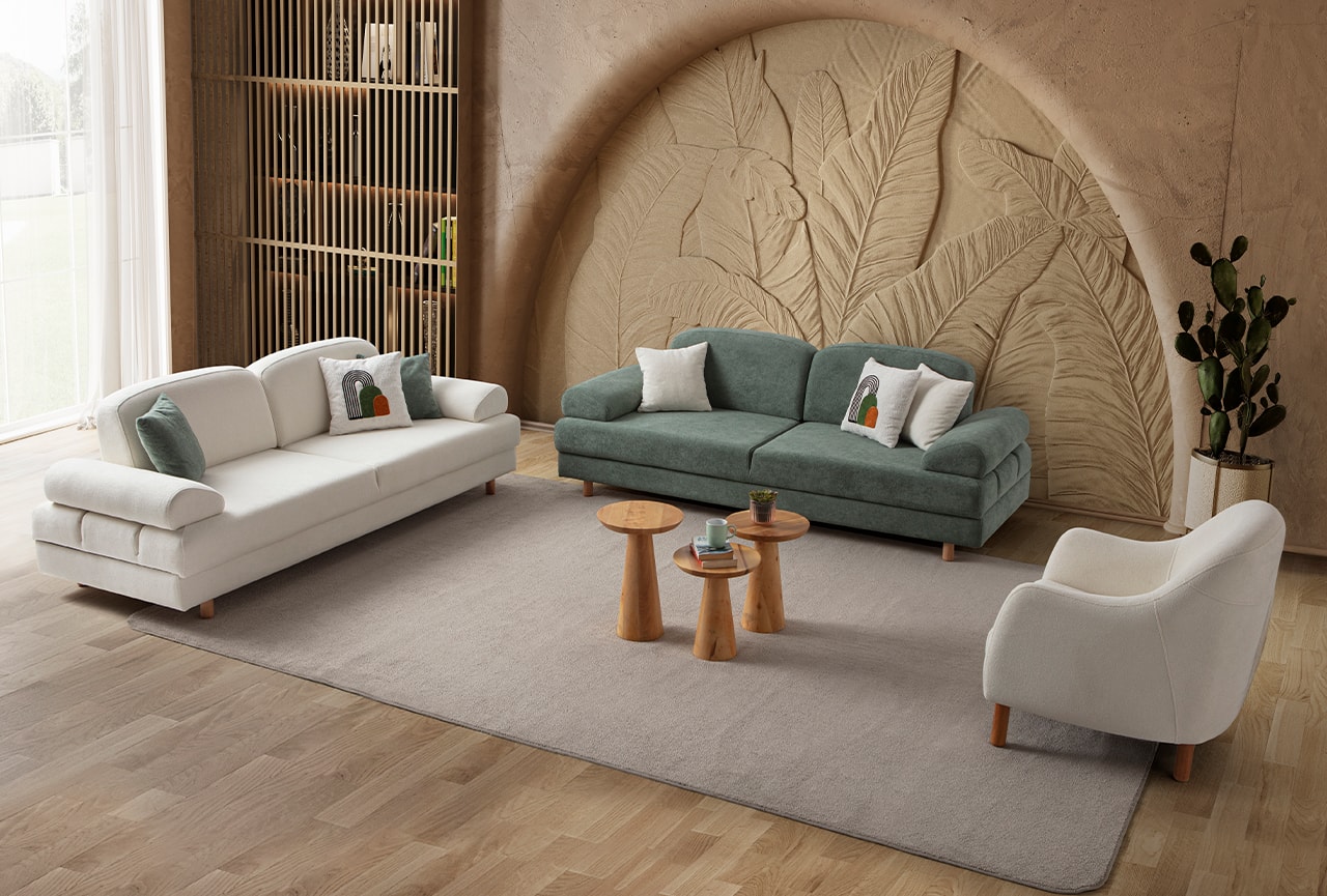 Aries Yataklı Sandıklı Koltuk Takımı 3+3+1 Yeşil