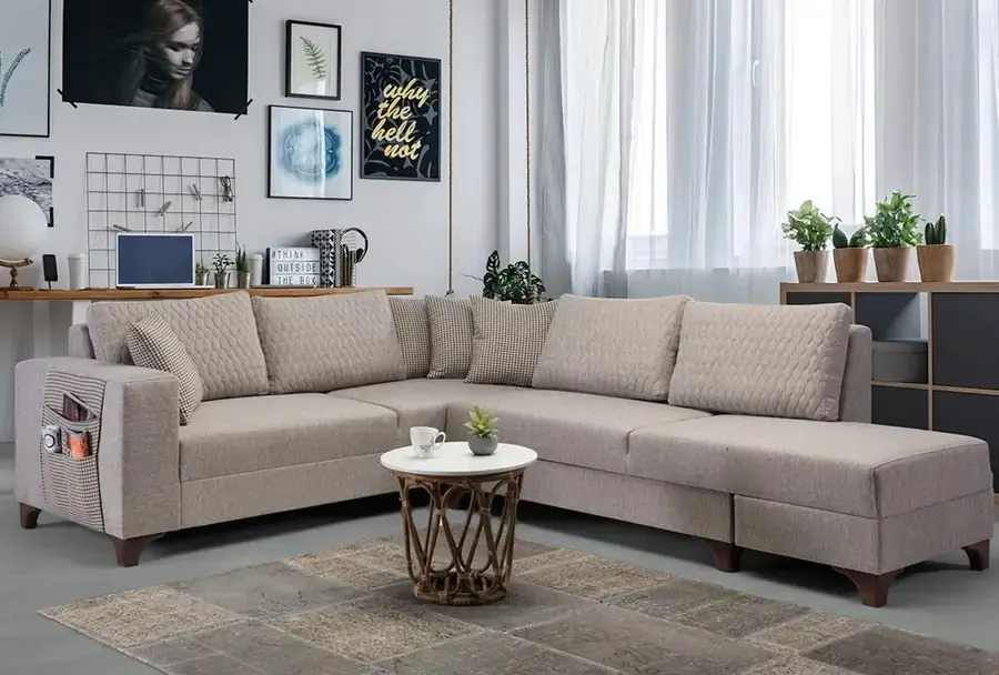 Loft Köşe Koltuk Takımı Krem Sağ Köşe