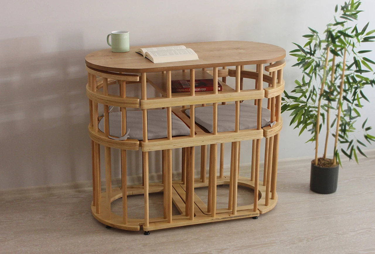 Latte Bahçe Balkon Mutfak Bohem Huş Masa Sandalye Takımı