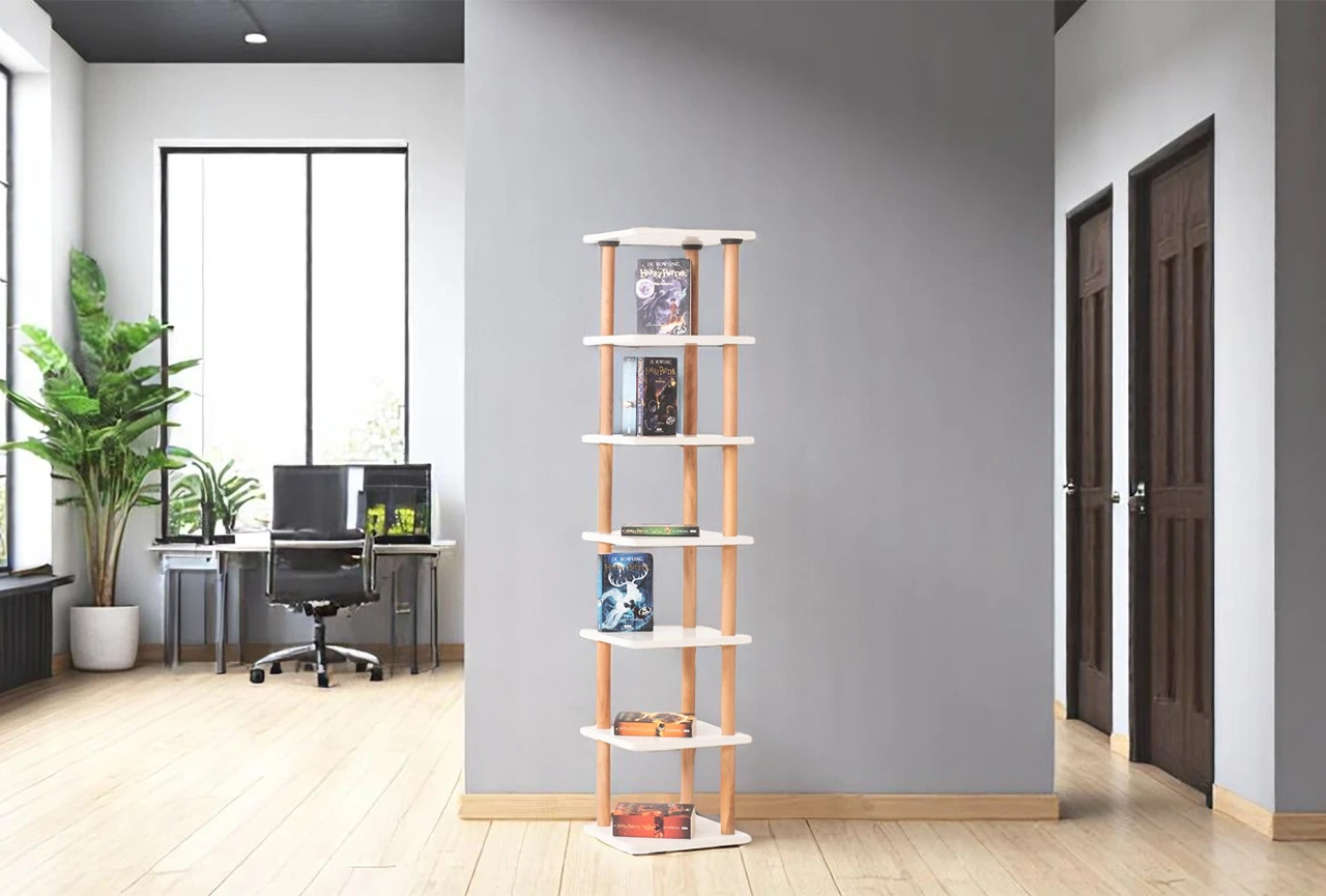 Pia 7 Raflı Kitaplık Çok Amaçlı Dolap