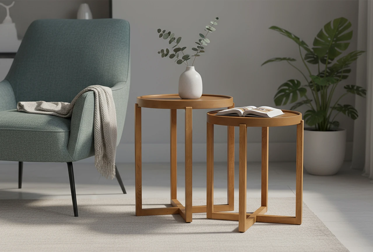 Nil İkili Zigon Sehpa Ceviz