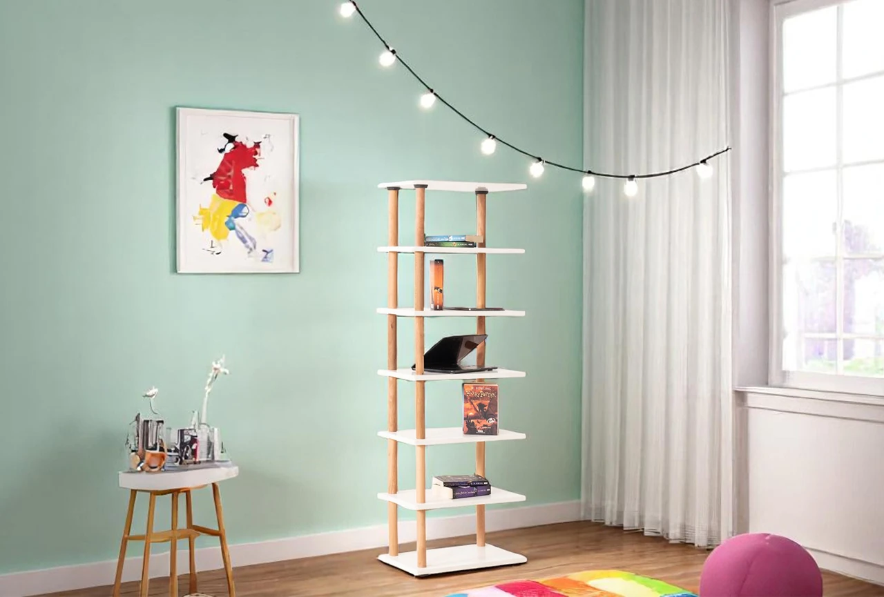 Pia 7 Raflı Kitaplık Çok Amaçlı Dolap