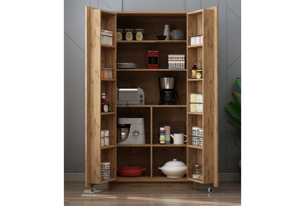 Serra Çıtalı İki Kapaklı Erzak Dolabı, Çok Amaçlı Meşe