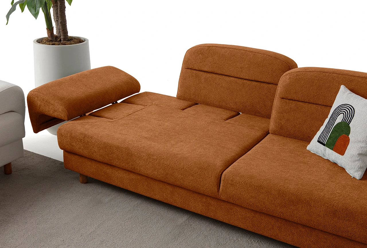 Lizbon Yataklı Sandıklı Koltuk Takımı 3+3+1+1 Turuncu