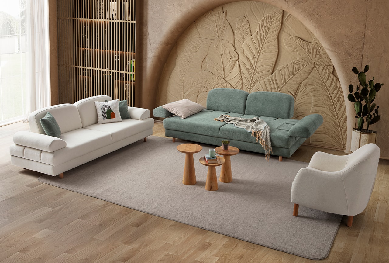 Aries Yataklı Sandıklı Koltuk Takımı 3+3+1 Yeşil