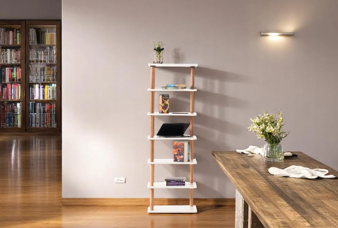 Pia 7 Raflı Kitaplık Çok Amaçlı Dolap