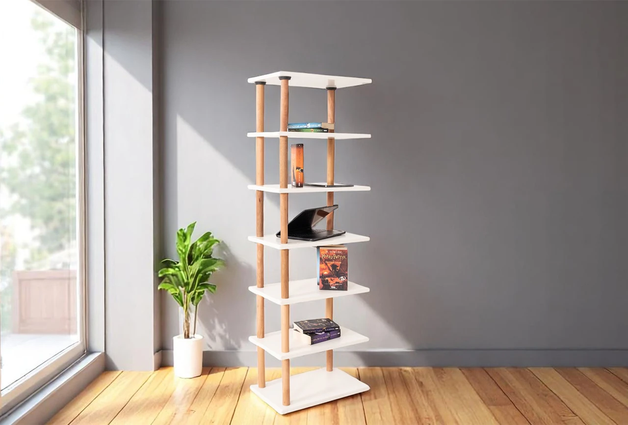 Pia 7 Raflı Kitaplık Çok Amaçlı Dolap