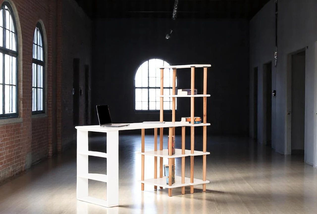 Pia Çalışma Masası Kitaplıklı