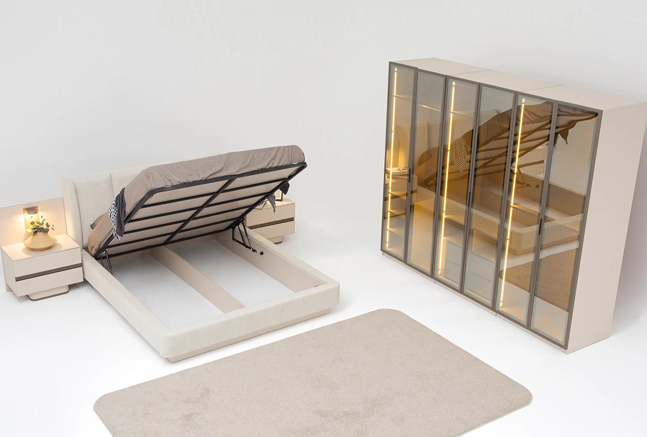 Lumera Yatak Odası Takımı Cam Kapaklı