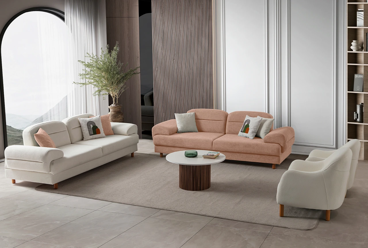 Lizbon Yataklı Sandıklı Koltuk Takımı 3+3+1+1 Pembe