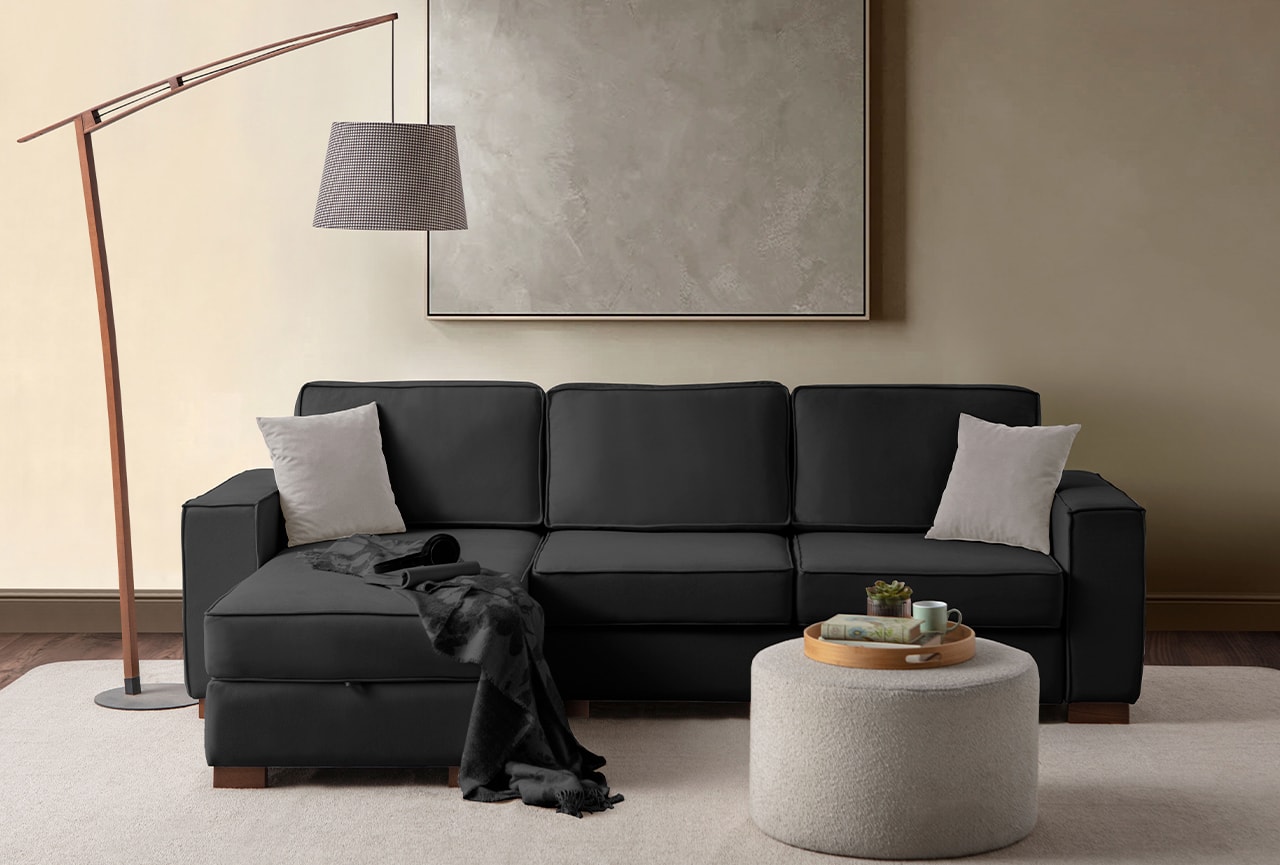 Corner Köşe Koltuk Takımı Sandıklı Siyah