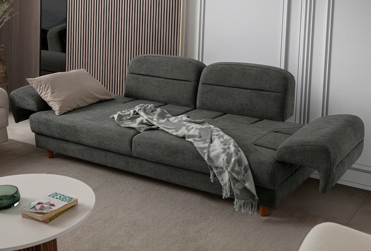 Lizbon Yataklı Sandıklı Koltuk Takımı 3+3+1+1 Antrasit