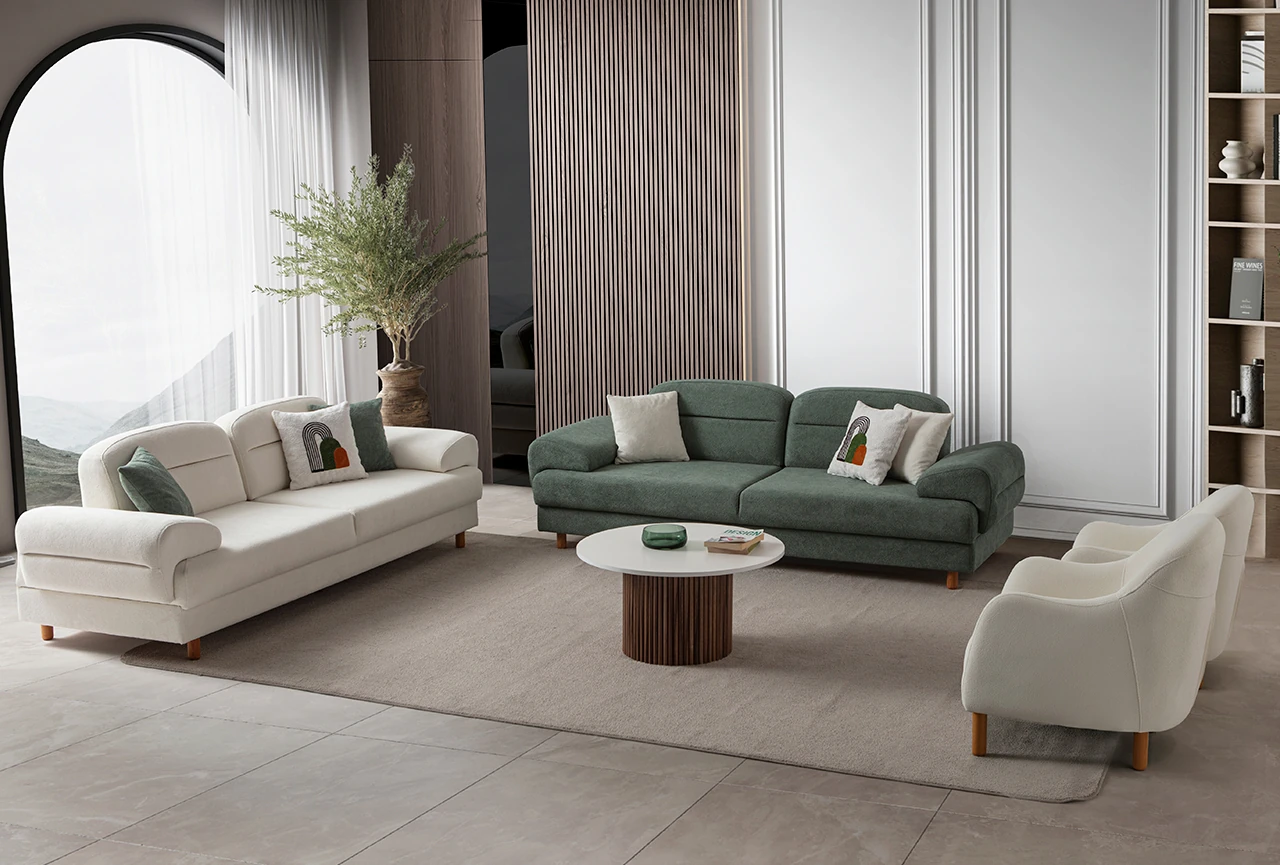 Lizbon Yataklı Sandıklı Koltuk Takımı 3+3+1+1 Yeşil