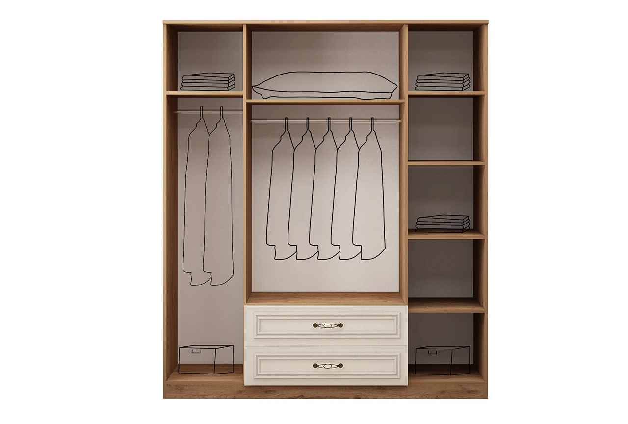 Raza 4 Kapaklı Aynalı Gardırop Aytaşı Meşe