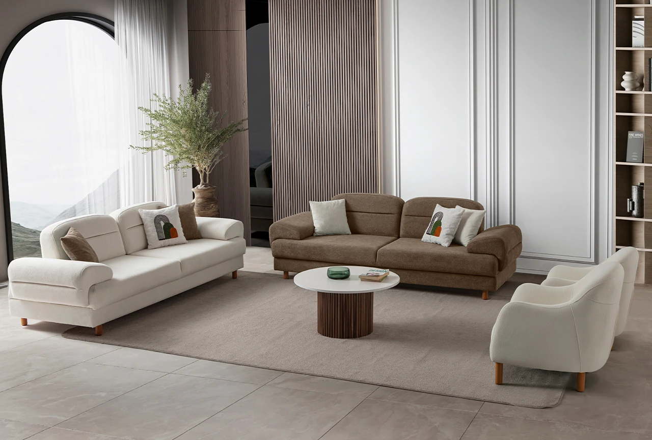 Lizbon Yataklı Sandıklı Koltuk Takımı 3+3+1+1 Kahverengi