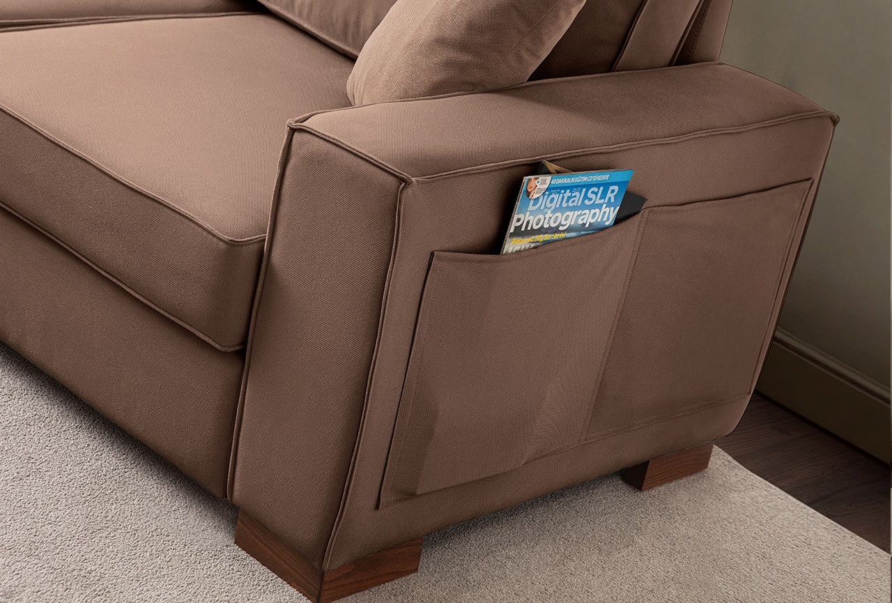 Corner Köşe Koltuk Takımı Sandıklı Kahverengi