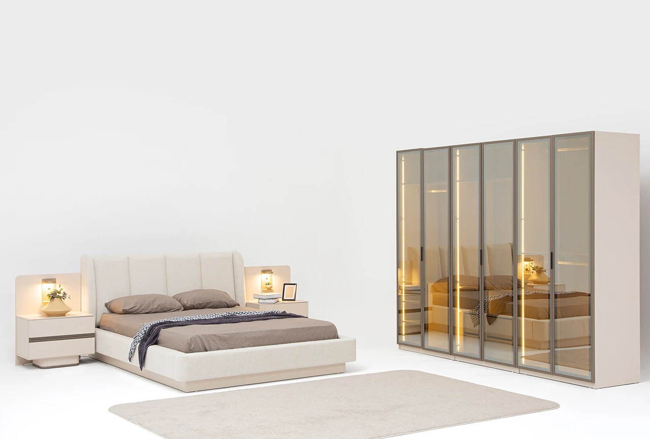 Lumera Yatak Odası Takımı Cam Kapaklı