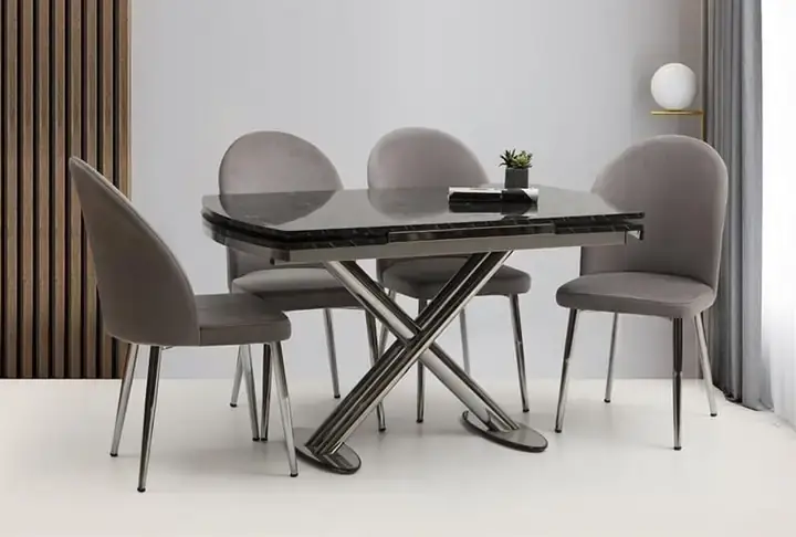 Krom İnci 4 Sandalyeli Mutfak Masa Takımı