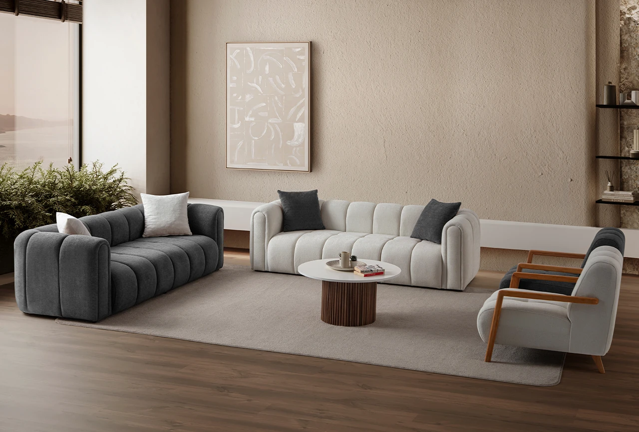 Nline Koltuk Takımı 3+3+1+1 Antrasit