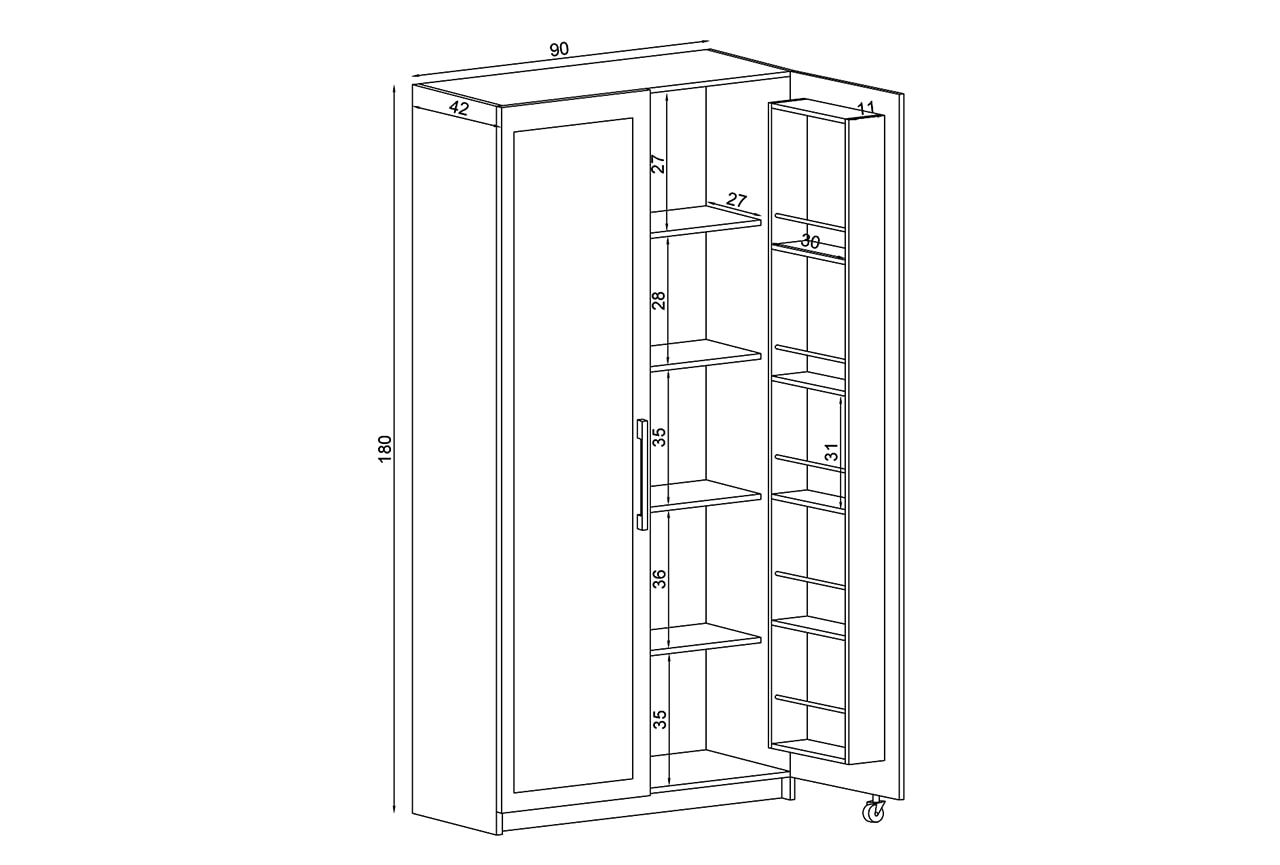 Serra Çıtalı İki Kapaklı Erzak Dolabı, Çok Amaçlı Meşe