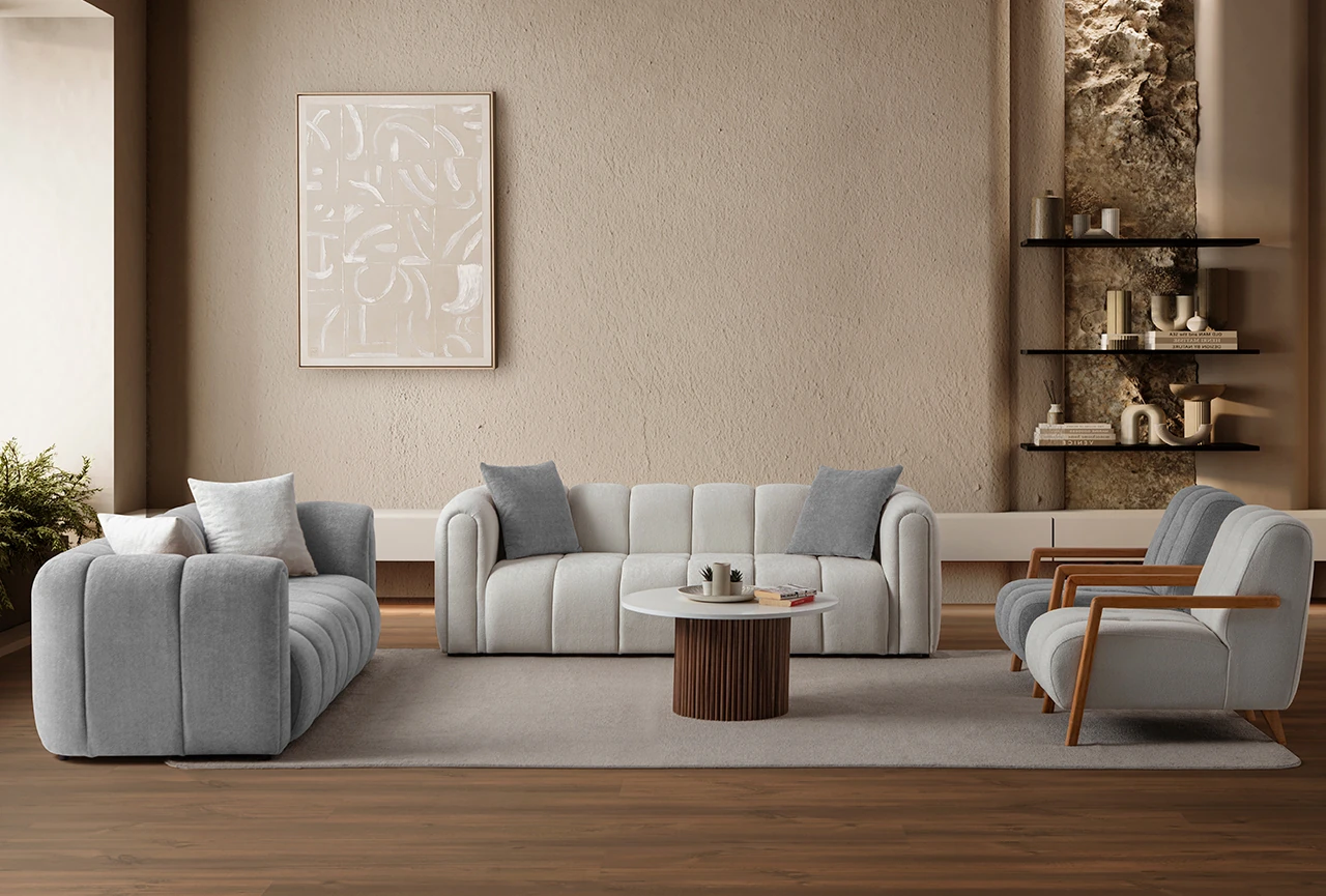 Nline Koltuk Takımı 3+3+1+1 Gri