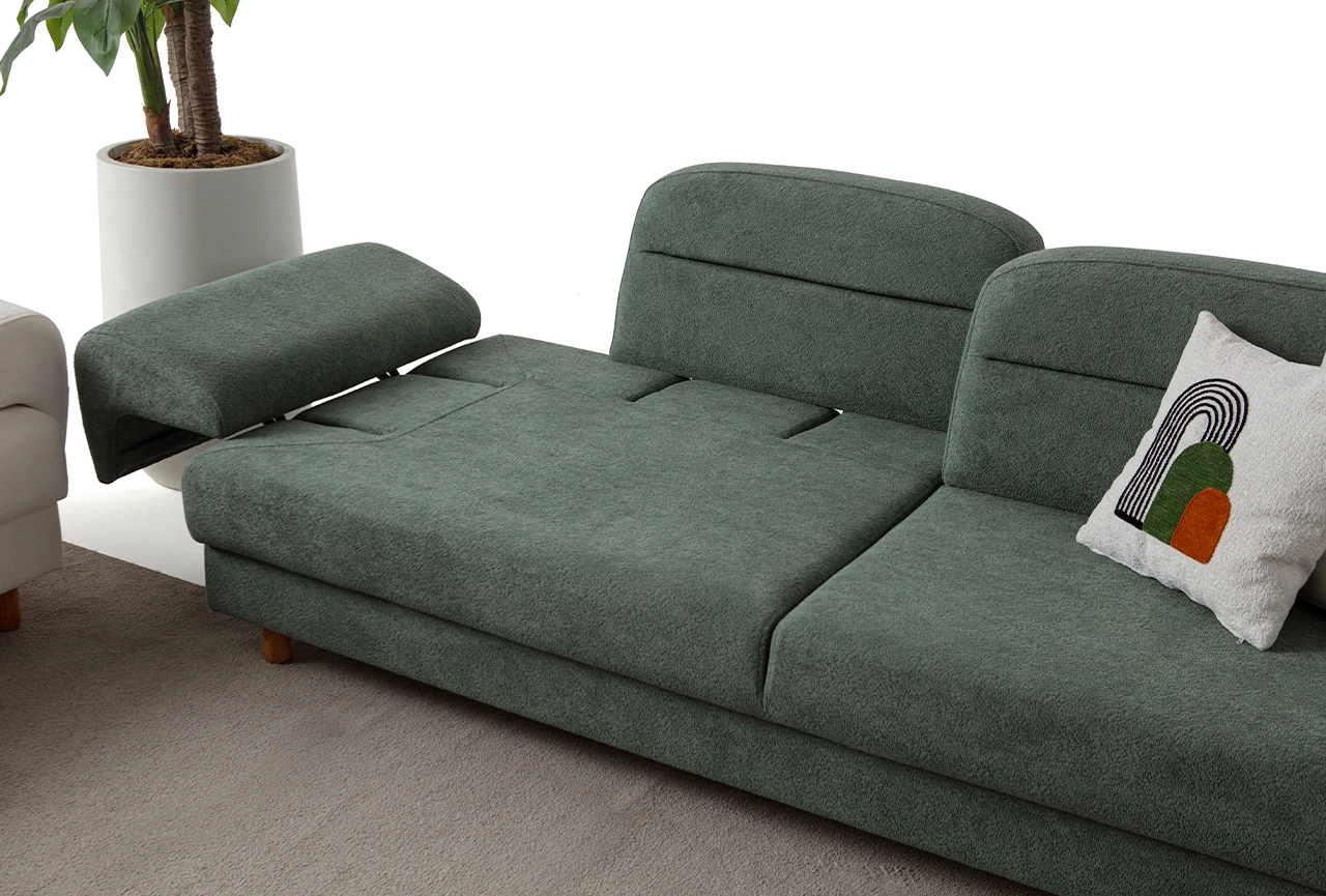 Lizbon Yataklı Sandıklı Koltuk Takımı 3+3+1+1 Yeşil