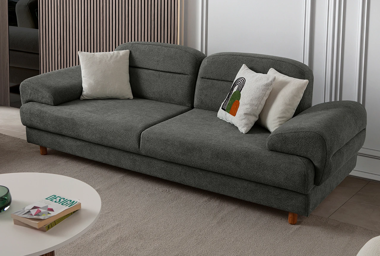 Lizbon Yataklı Sandıklı Koltuk Takımı 3+3+1+1 Antrasit