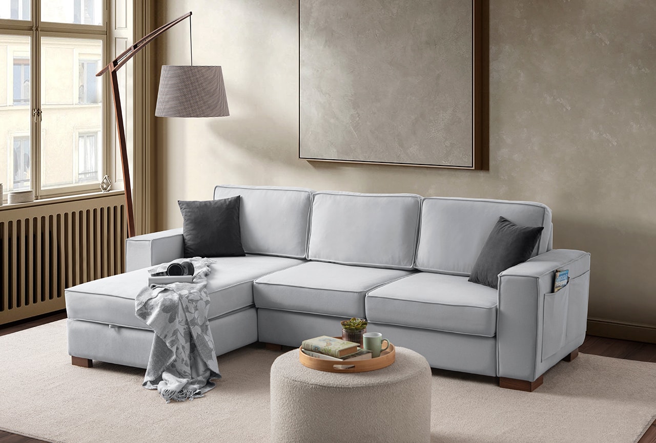 Corner Köşe Koltuk Takımı Sandıklı Gri