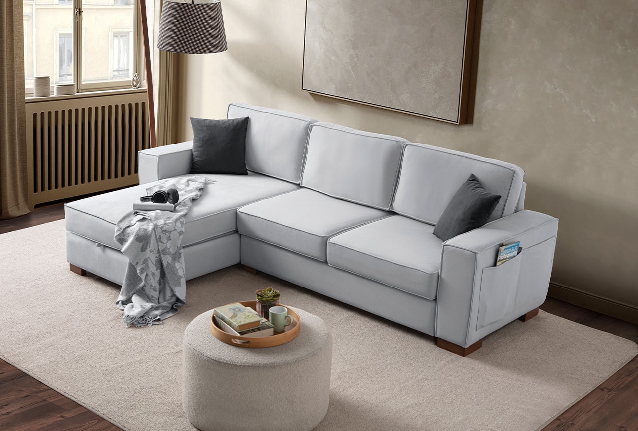 Corner Köşe Koltuk Takımı Sandıklı Gri