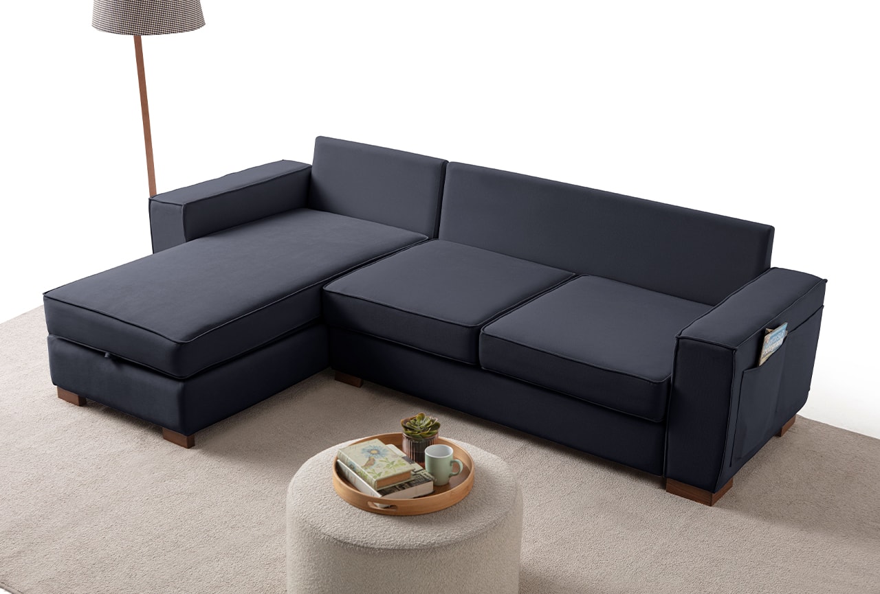 Corner Köşe Koltuk Takımı Sandıklı Lacivert