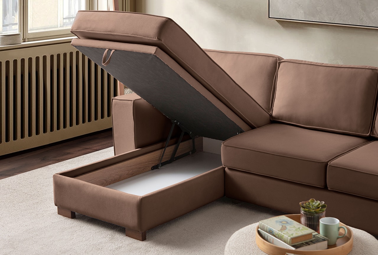 Corner Köşe Koltuk Takımı Sandıklı Kahverengi