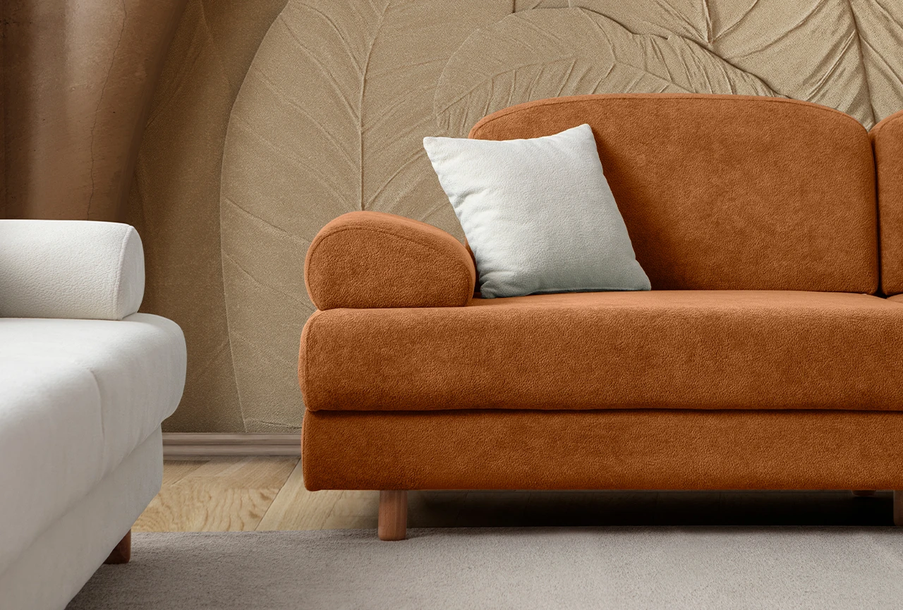 Aries Yataklı Sandıklı Üçlü Koltuk Turuncu