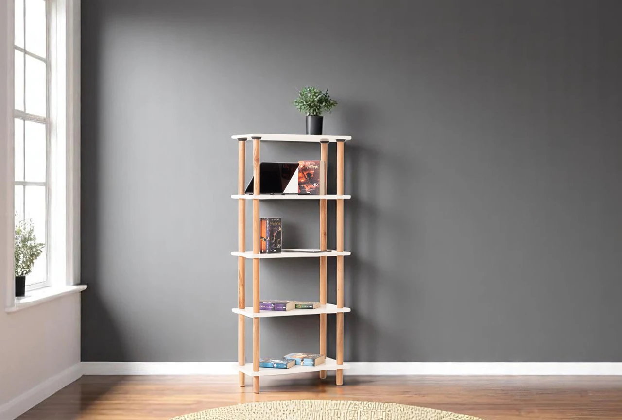 Pia 5 Raflı Kitaplık Çok Amaçlı Dolap