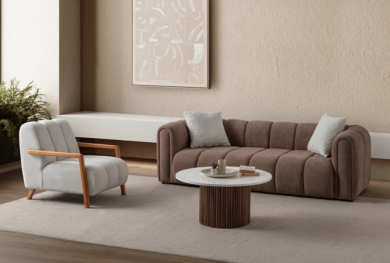 Nline Koltuk Takımı 3+1 Kahverengi