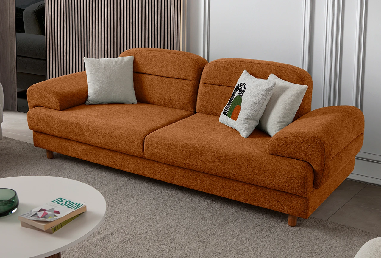 Lizbon Yataklı Sandıklı Koltuk Takımı 3+3+1+1 Turuncu