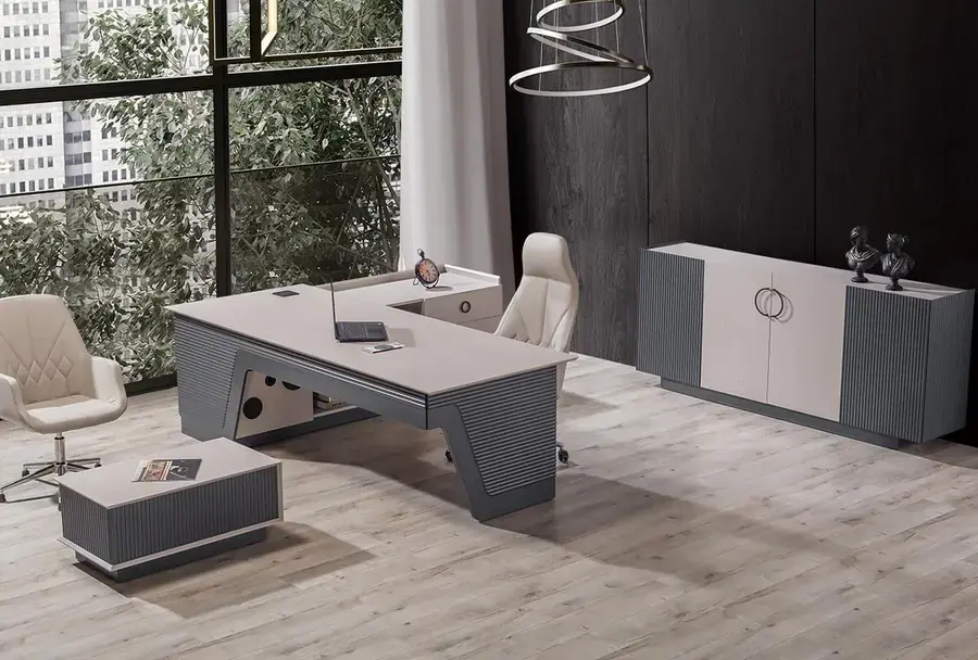 Kumsal Alfa Ses Sistemli USB Girişli Kablosuz Şarj Ofis Takımı