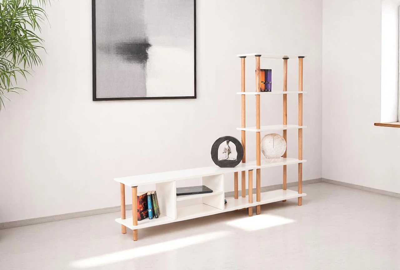 Pia Kitaplıklı TV Sehpası