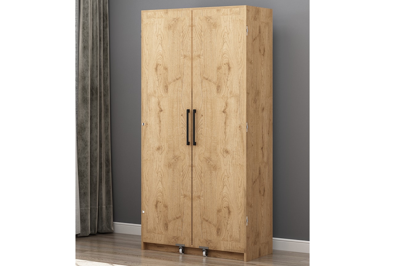 Serra Tam Açılır 2 Kapaklı Erzak Dolabı Çok Amaçlı Dolap Meşe