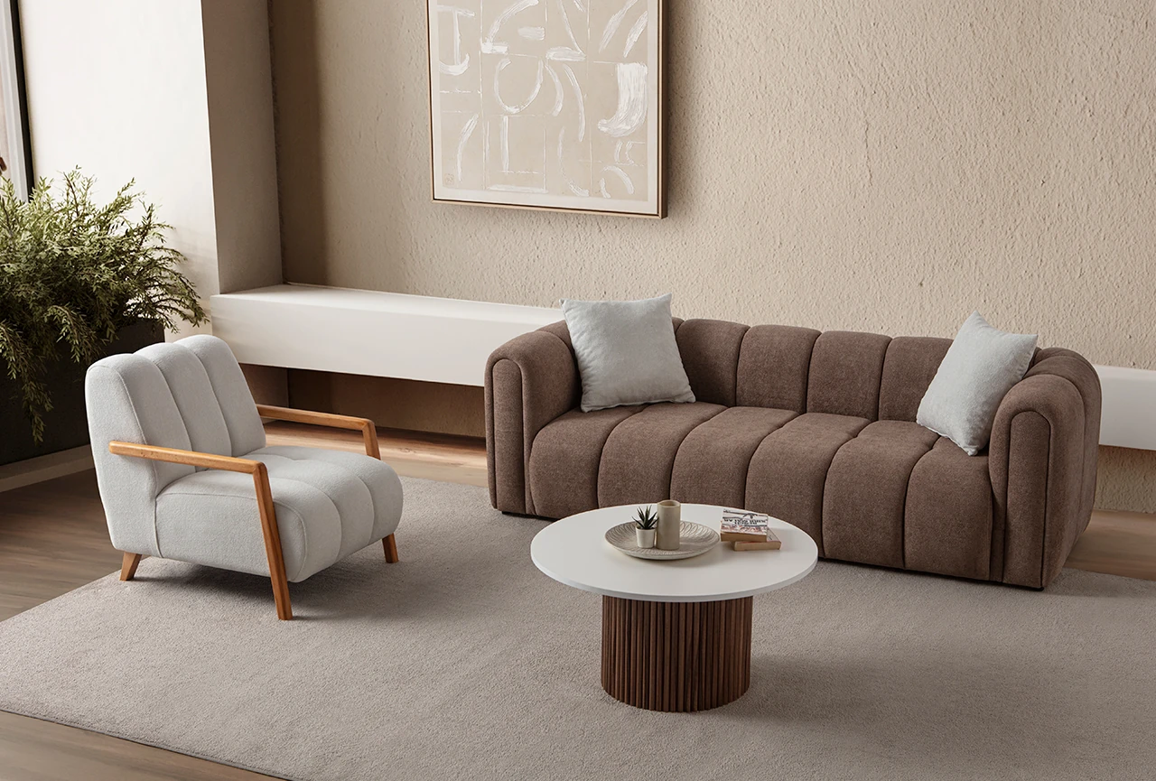 Nline Koltuk Takımı 3+1 Kahverengi