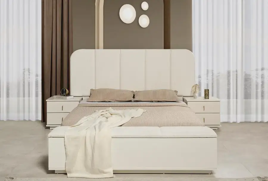 Masal Modern Panolu Komodinli Bazasız Karyola