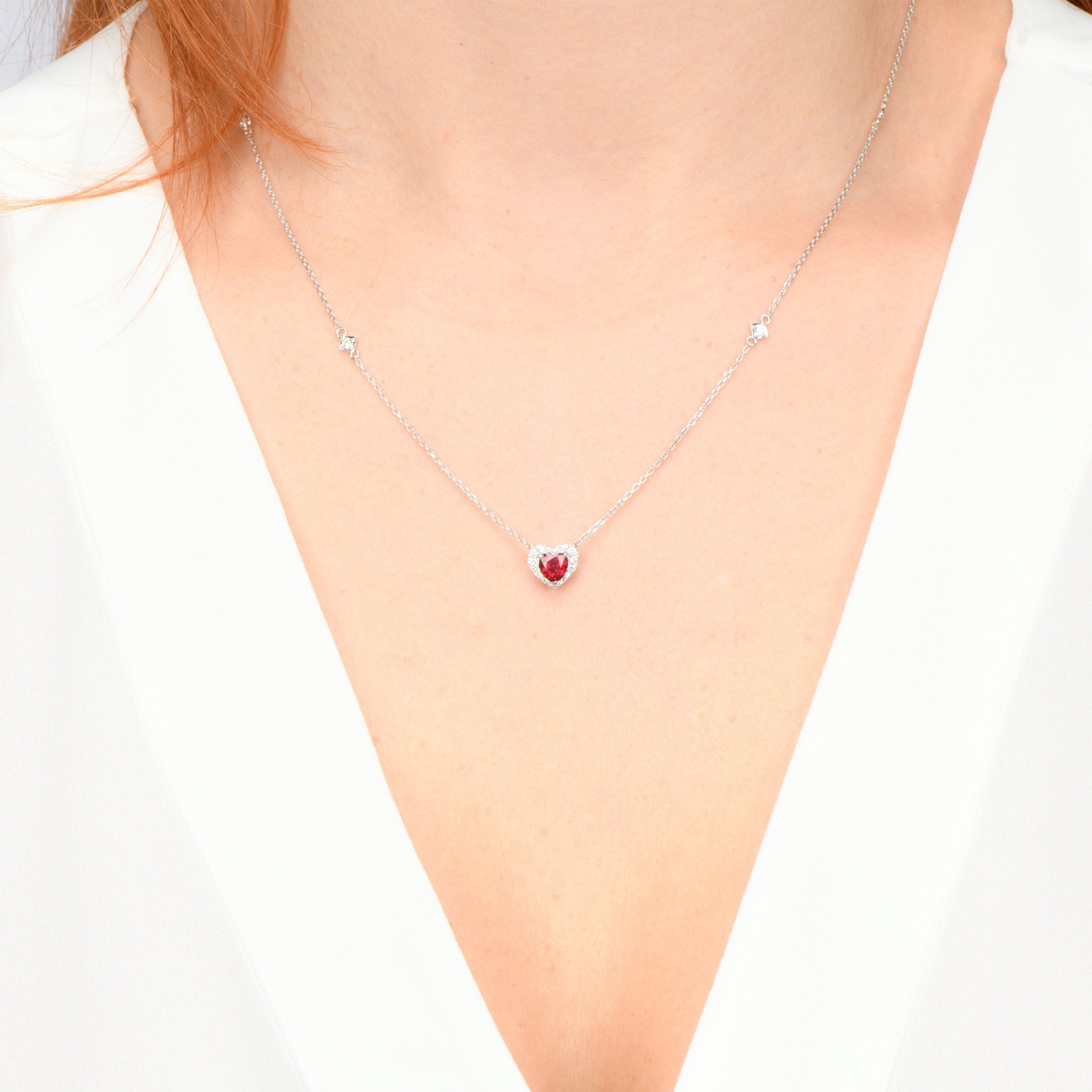 Heart Ruby Diamond Necklace