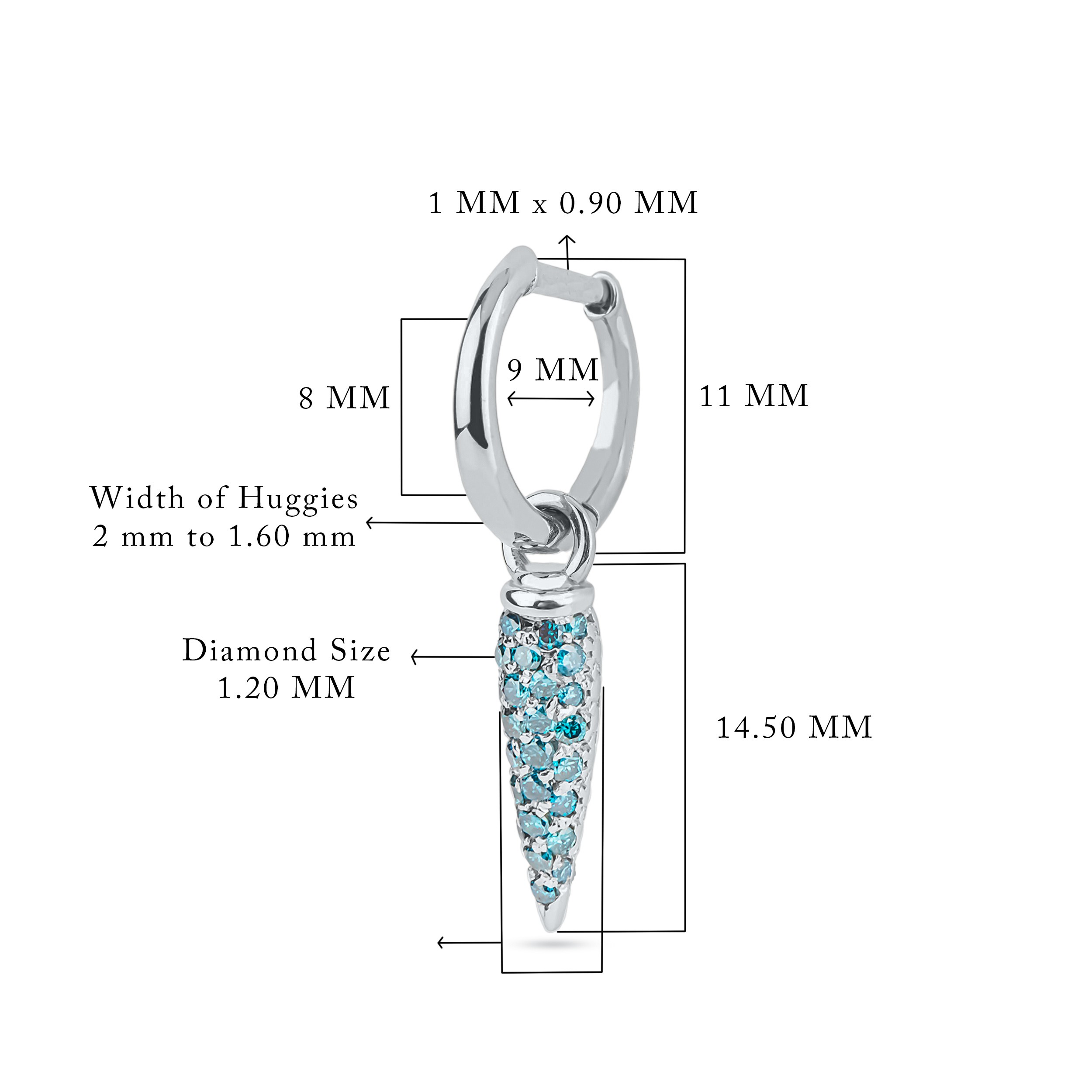 Blue Diamond Spike Earrings