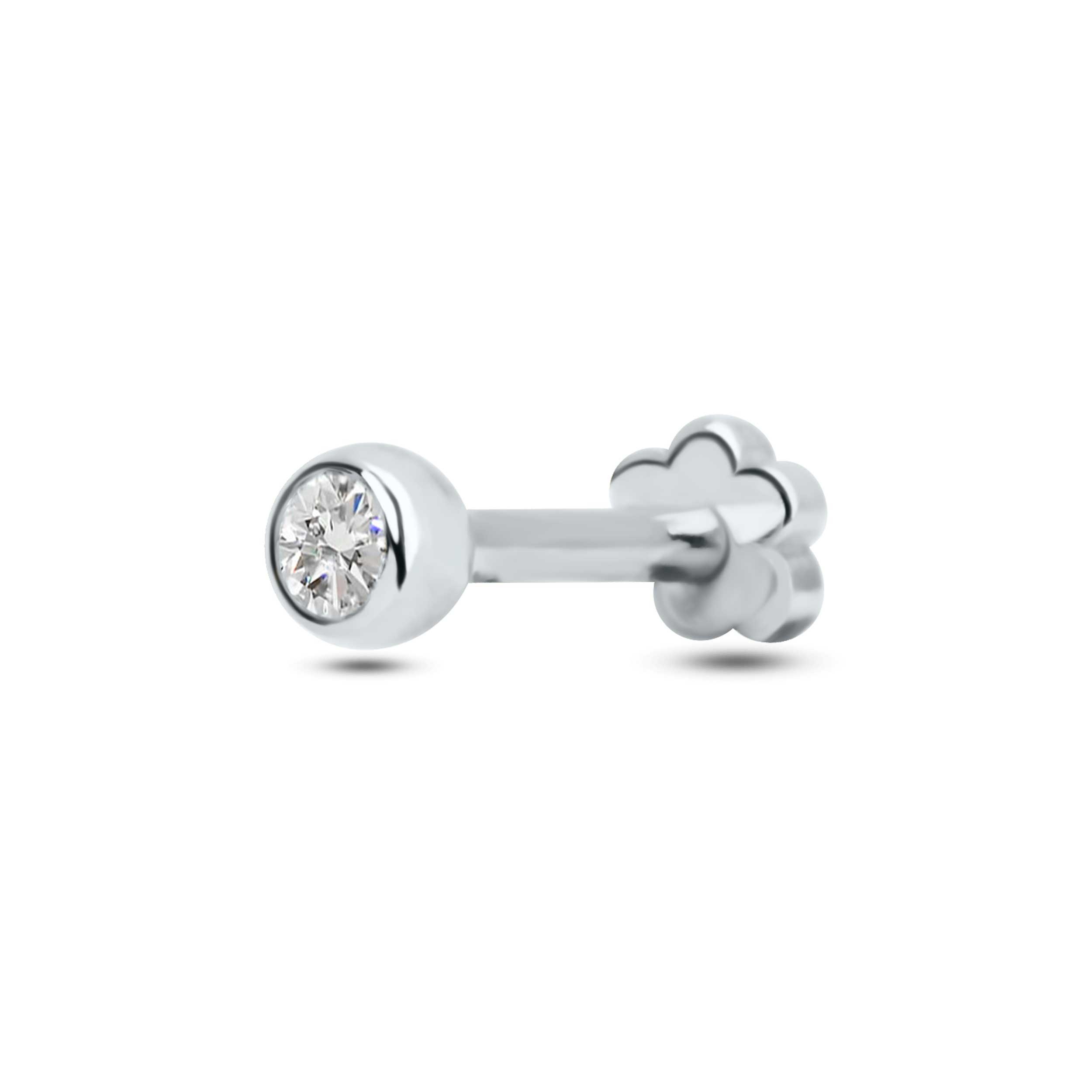 Bezel Diamond Stud Earring