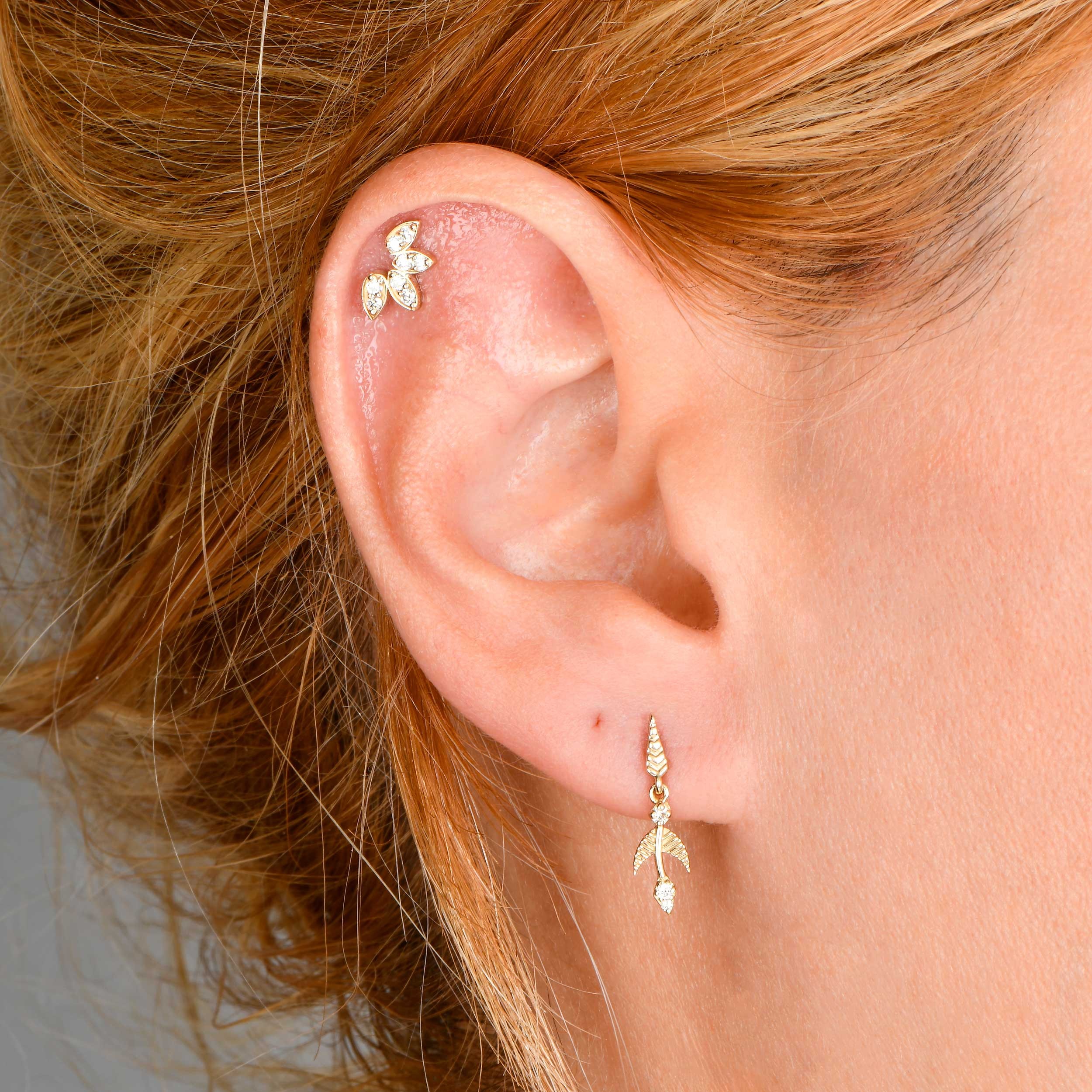 Diamond Lotus Cartilage Earring