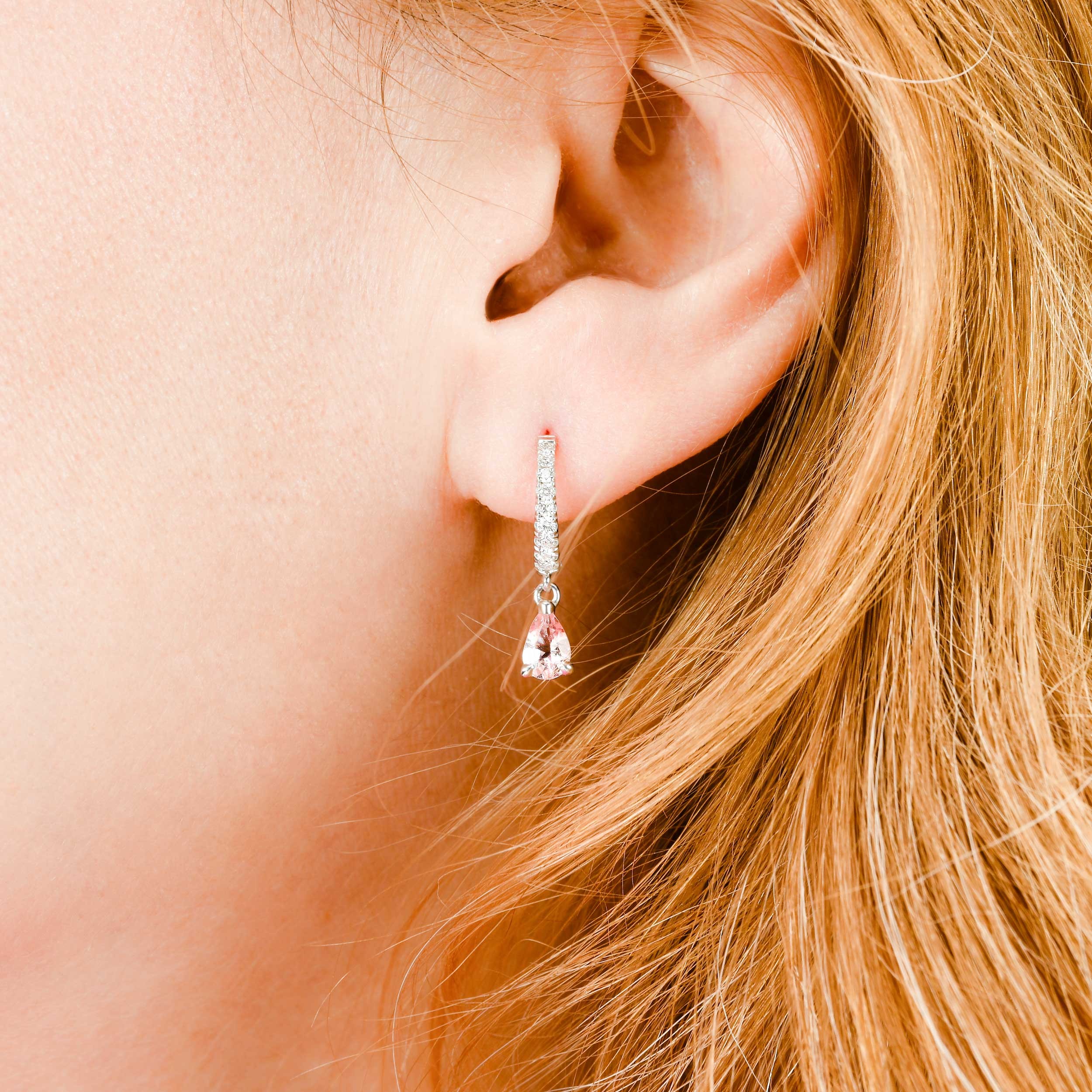 Pear Morganite Dangle Earrings