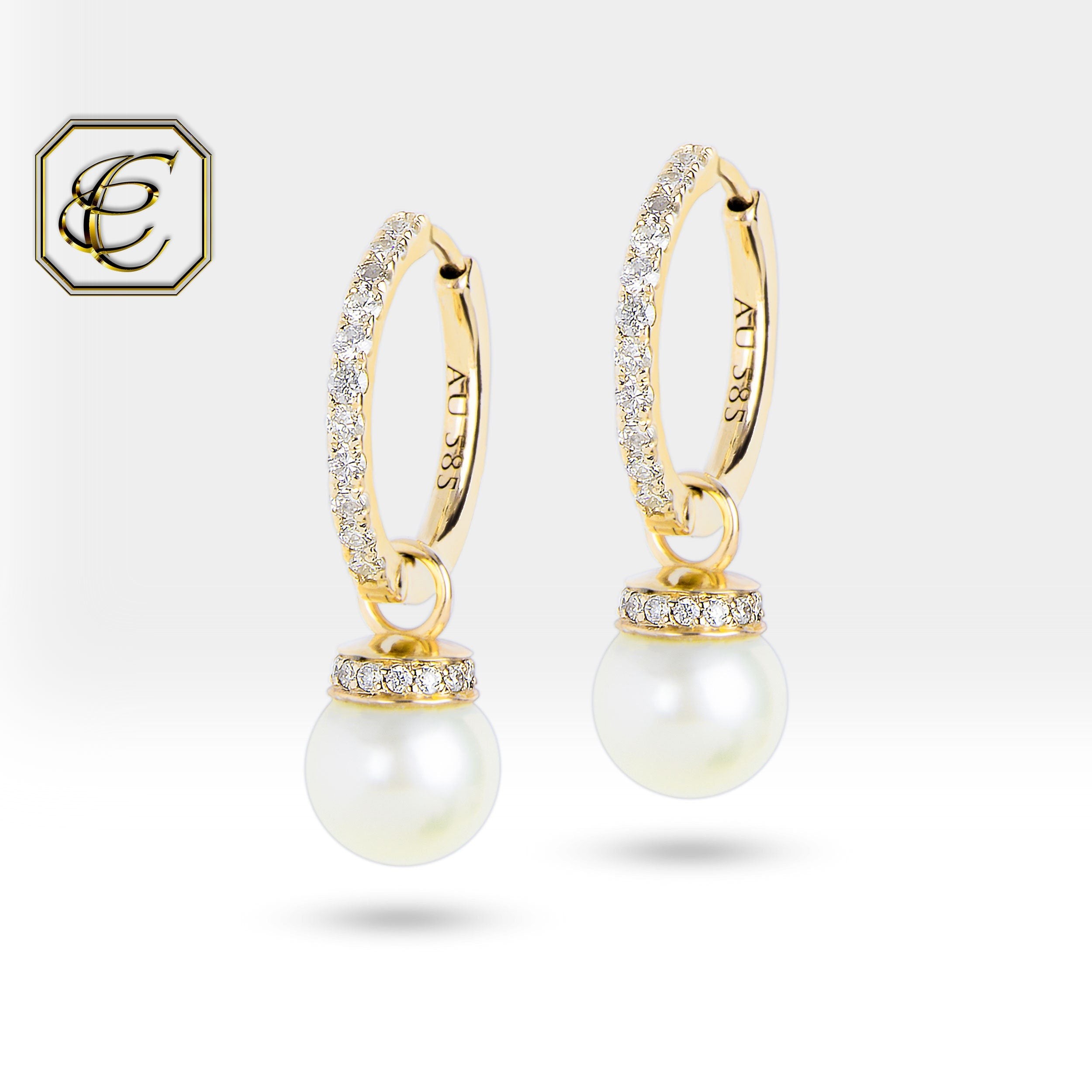 Dangle Pearl Hoop Earrings