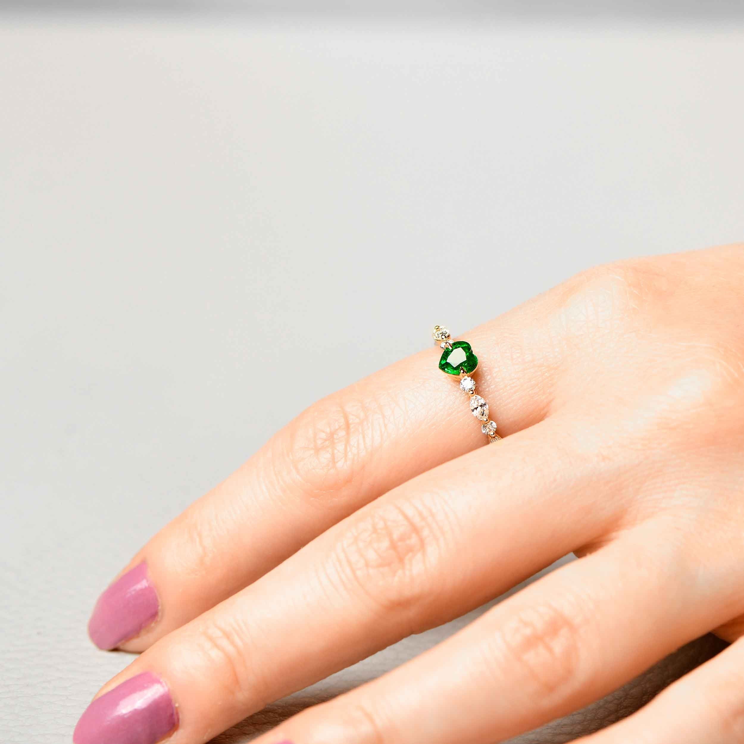 Heart Emerald Ring